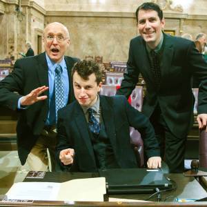 Joe Patrick Kane made things happen as an intern in Olympia (pictured with Former Senior Legislative Assistant Syd Locke at left and 11th District State Representative Steve Bergquist at right). We can't wait to see what he makes happen as an intern with Akropolis Performance Lab!